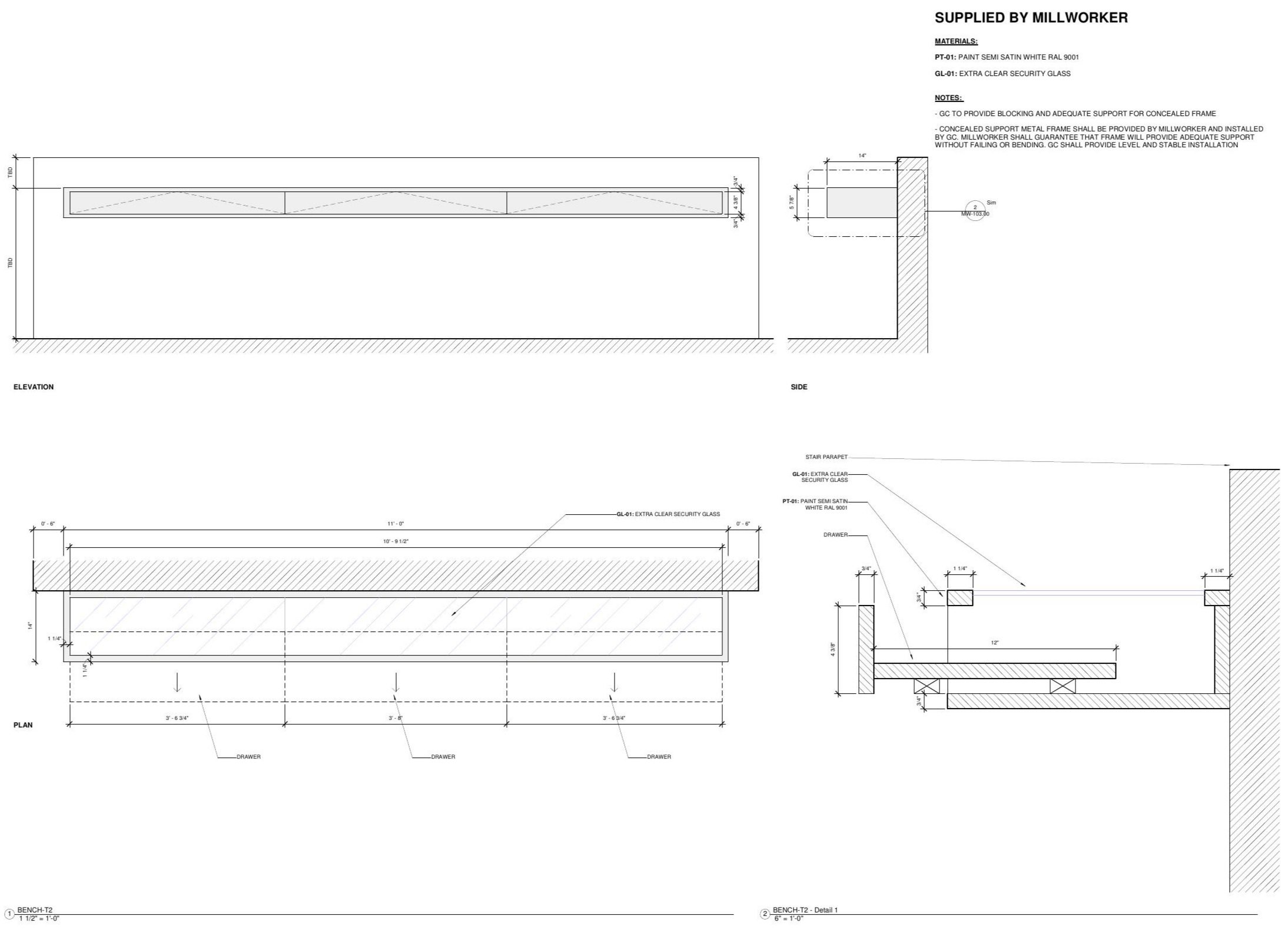 Vitrine display table: semi-satin white lacquer with securit